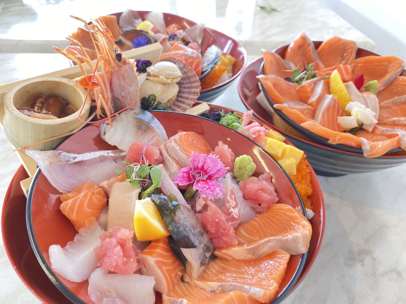 Fresh sashimi donburi bowls from Sashimi of Japan